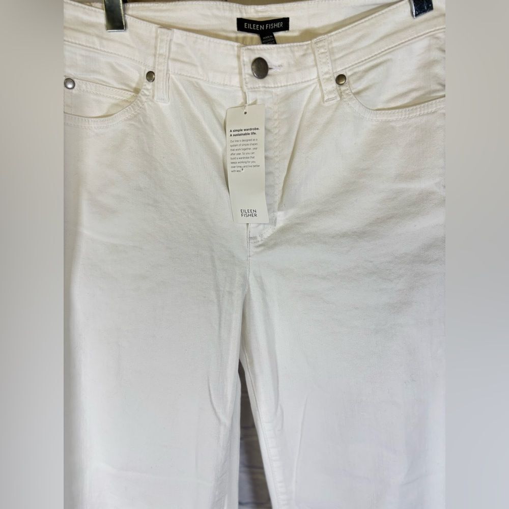 NWT Eileen Fisher Organic Cotton White Crop Slim Fit Modern Classic Jeans 6P - Picture 6 of 13